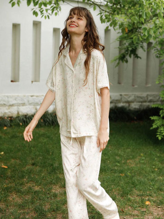 Willow Leaf Print Pajama Set