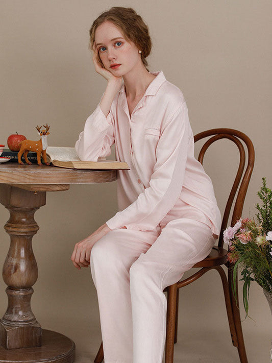 Solid Color Long Sleeve Pajama Set