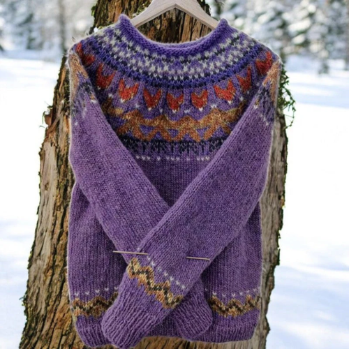 Mira – Cozy Sweater Featuring Traditional Woven Shoulder Design