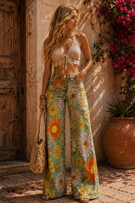 Cirilla | Floral Pattern Palazzo Trousers