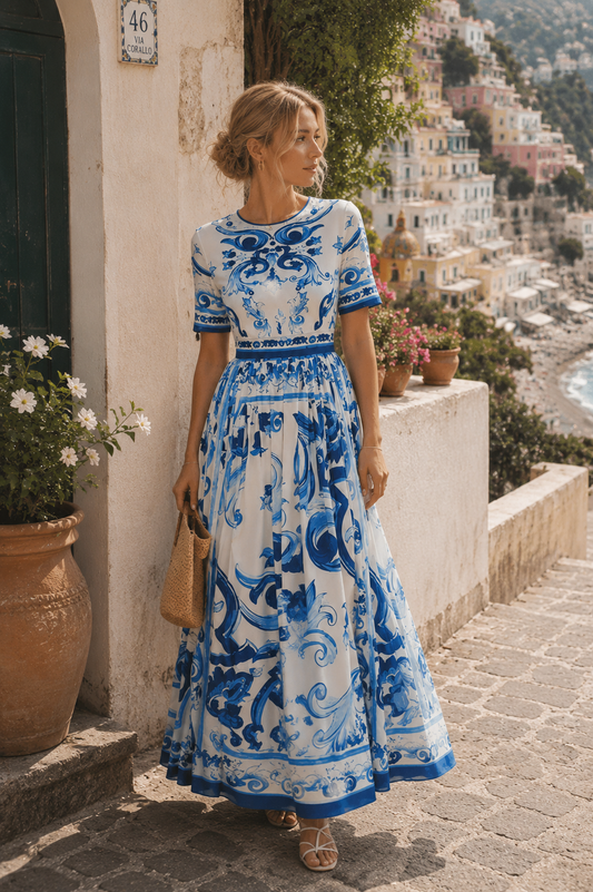Elegant porcelain maxi Dress