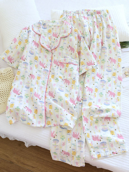 Pink Elephant Cotton Pajama Set