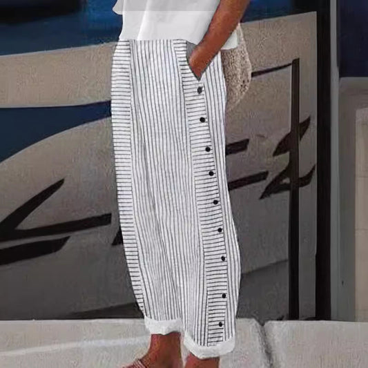 Vienna | Trousers With Striped Button Details