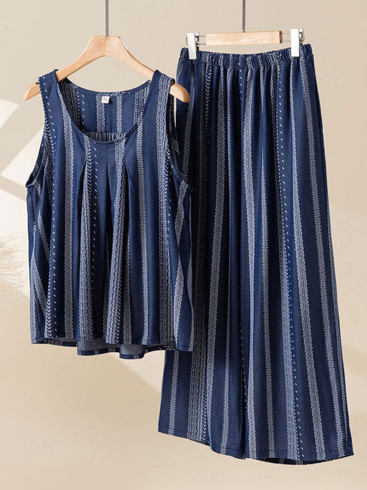 Sleeveless Tank Top & Wide Leg Pants Pajama Set