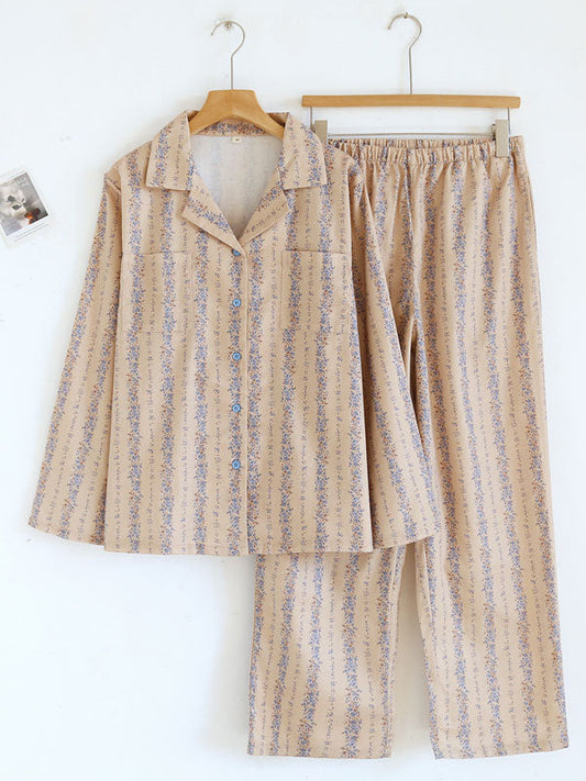 French Style Flower Print Pajama Set