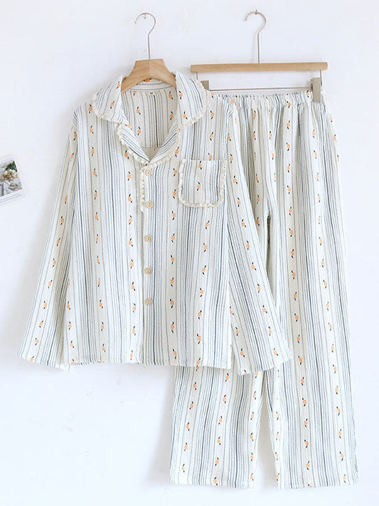 Lace Floral Cotton Pajama Set
