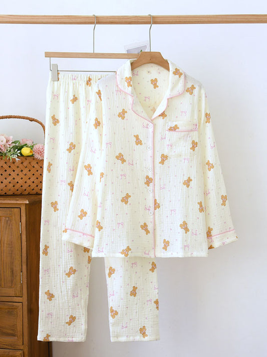 Cute Animal Long Sleeve Cotton Pajama Set