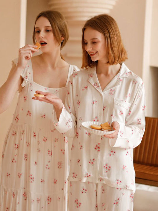 Peach Blossom Cluster Print Pajama Set